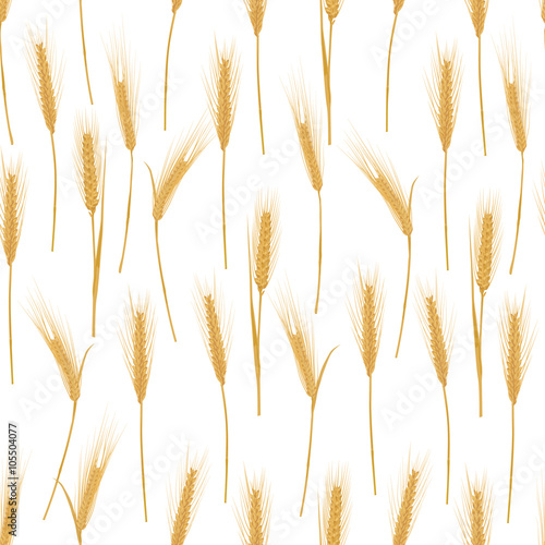 Ears of wheat on a white background seamless pattern