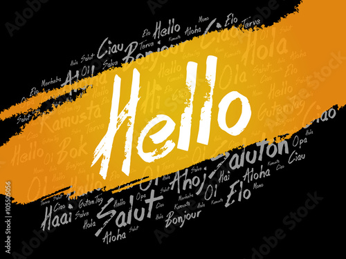 Hello word cloud in different languages of the world, background concept