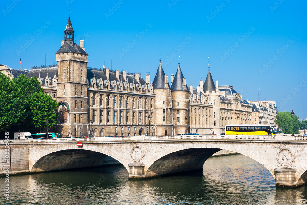 Pont au Change Bridge and Castle Conciergerie, Paris, France