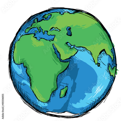 Vector Color Sketch Illustration - Globe