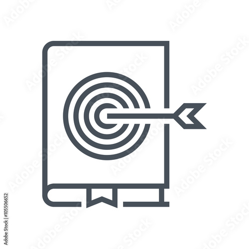 Quality education, target on a book icon