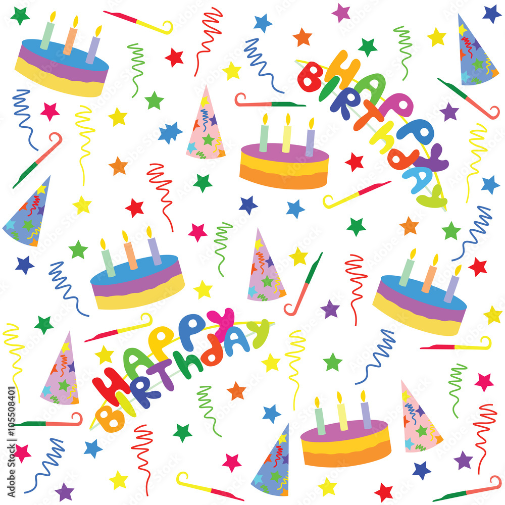 Background on Birthday. Vector happy Birthday. Background with cake and  candles. Stock Vector | Adobe Stock