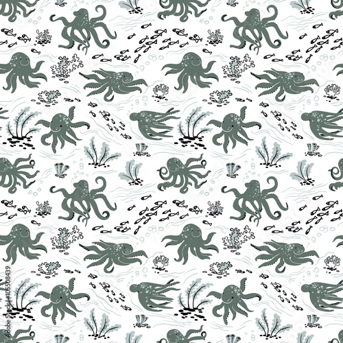 Octopus seamless pattern