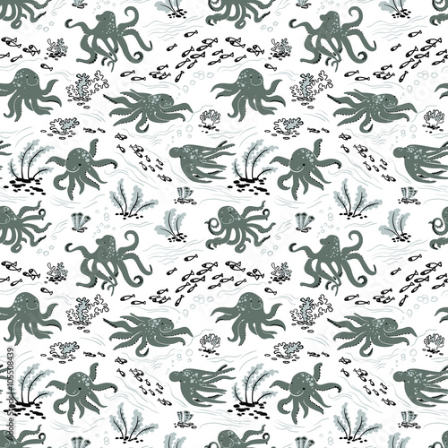 Octopus seamless pattern © gollli