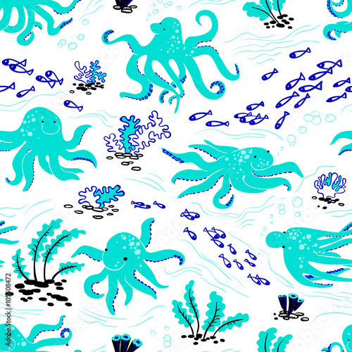 Octopus seamless pattern