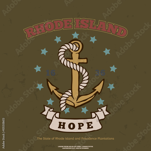 Anchor with rope and hope. Design elements. T-shirt print