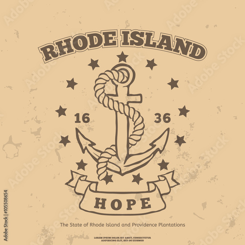 Anchor with rope and hope. Design elements. T-shirt print