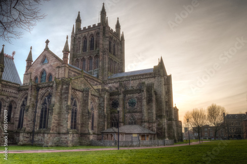 Hereford cathedral sunset HDR