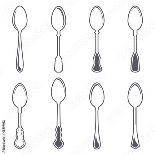 Set of eight tablespoons vector
