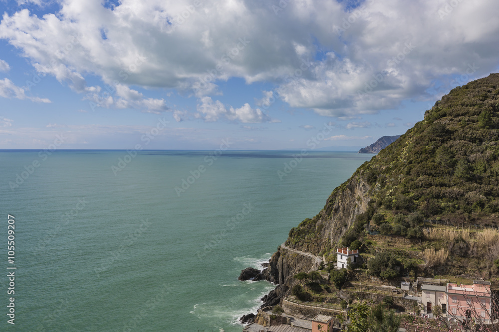Cliff above the sea, Cinque Terre, Italy