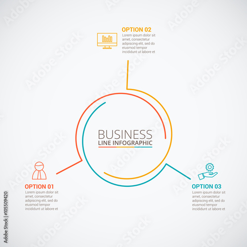 Thin line flat circle for infographic. 