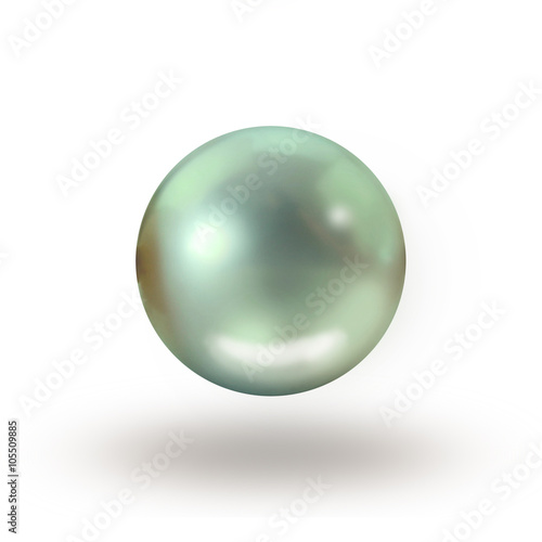 Single emerald green pearl isolated on white background