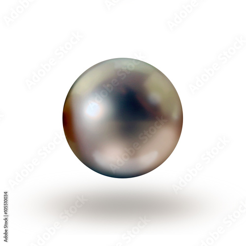 Tahitian dark grey single pearl isolated on white background no drop shadow