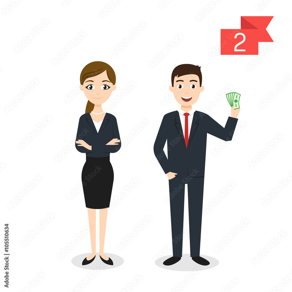 Vector profession characters: man and woman. Businessman and businesswoman Vector profession characters: man and woman. Businessman and businesswoman