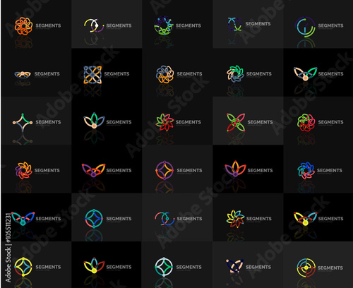 Abstract company logo vector collection. Set of thin line design abstract logotypes. Universal branding concepts