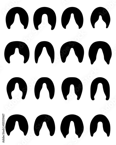 Black silhouettes of horses' hooves on a white background, vector
