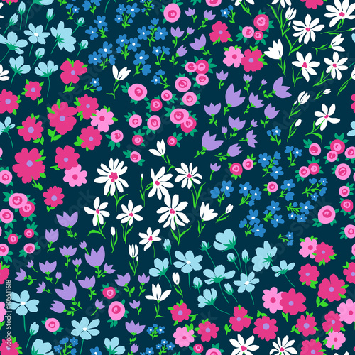 vector seamless bright small ditsy flower pattern, gentle spring summer mood hand drawn floral background print