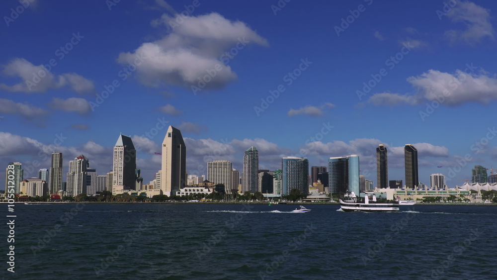 San Diego Skyline Downtown Tilt Down From Sky. 4k San Diego Skyline Downtown Tilt Down From Sky. 4k