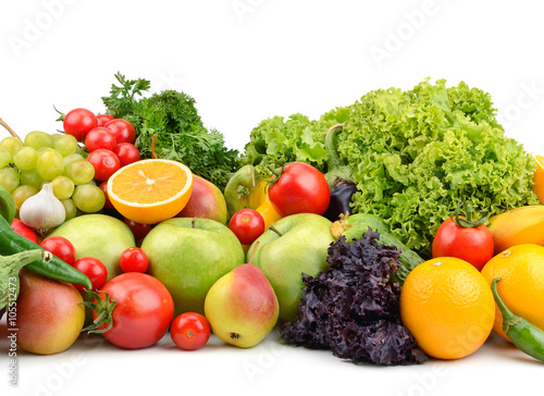 fruits and vegetables isolated on a white background