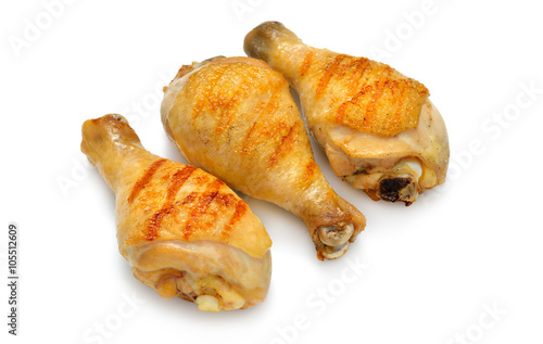 Fototapeta Naklejka Na Ścianę i Meble -  Grilled chicken legs isolated on white background