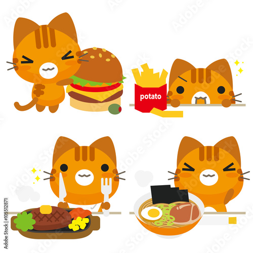 ネコとーく。トラ猫 食事