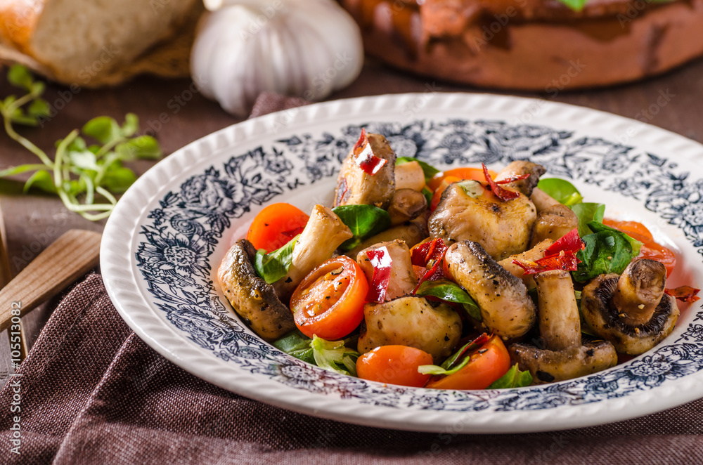 Warm mushroom salad with chilli Warm mushroom salad with chilli