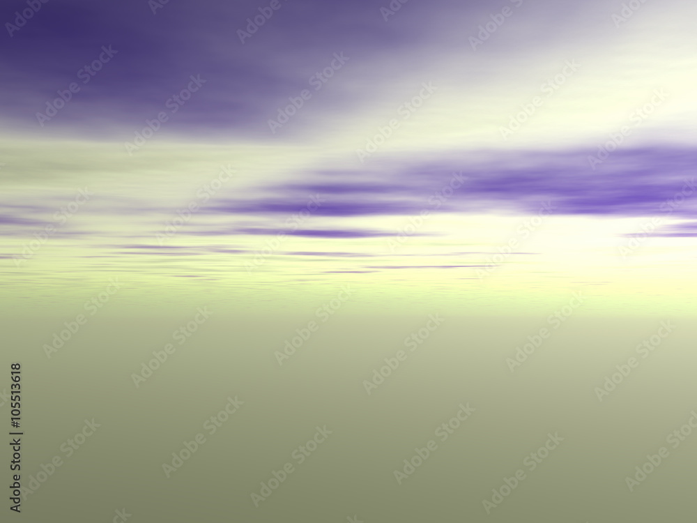 Obraz premium View of the sky with purple clouds and green environment. Without land and objects