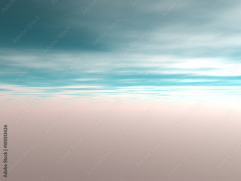 View of the sky with blue clouds and red environment. Without land and objects