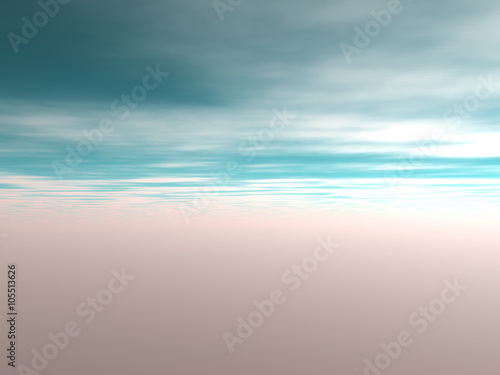 View of the sky with blue clouds and red environment. Without land and objects