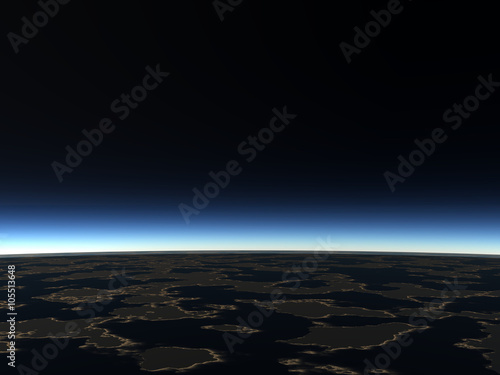 Fototapeta Naklejka Na Ścianę i Meble -  Mystical view of the dark planet from space. Without stars and objects