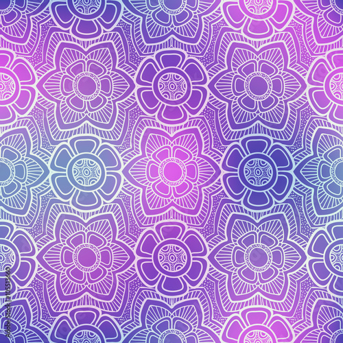 Seamless flower pattern doodle purple