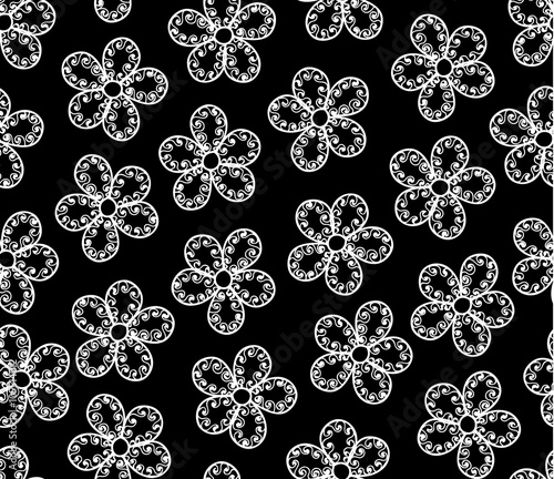 Abstract spring vector seamless endless pattern with figured flowers. You can use any color of background or foreground