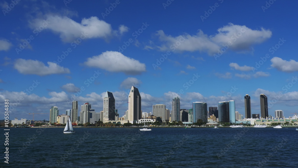 San Diego Skyline And Ocean - View from Coronado Island of Downtown. 4k San Diego Skyline And Ocean - View from Coronado Island of Downtown. 4k