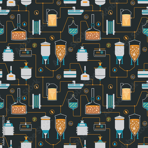 Seamless background with beer brewing process