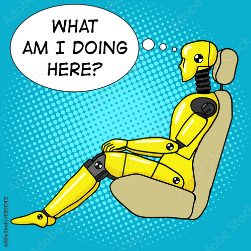 Crash test dummy pop art style vector