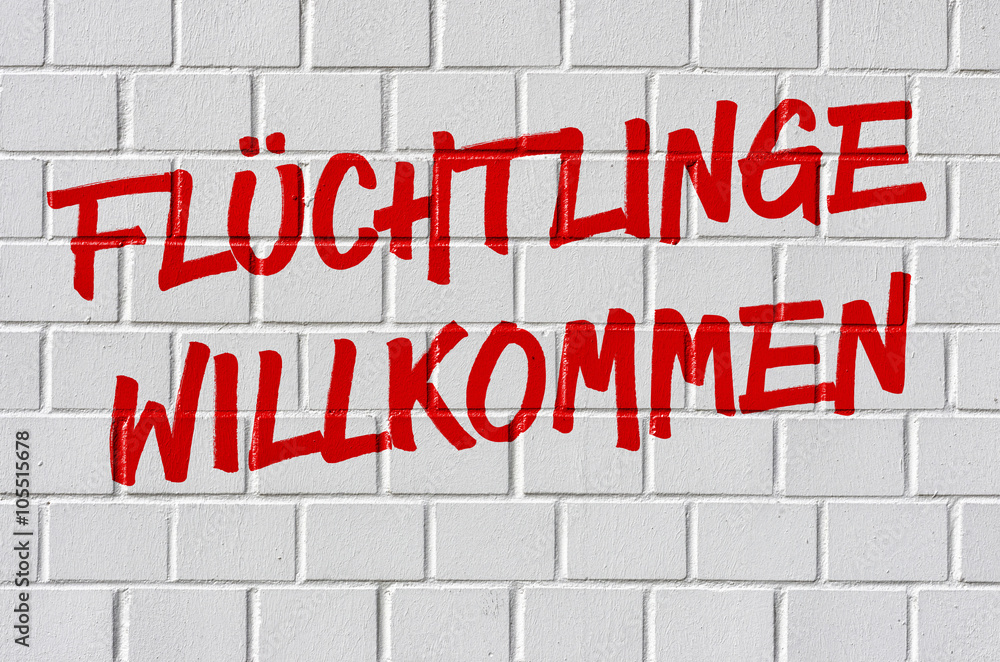Graffiti - Flüchtlinge wilkommen Graffiti - Flüchtlinge wilkommen