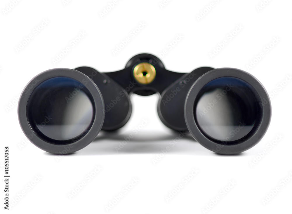 Black binoculars, isolated on white background Black binoculars, isolated on white background