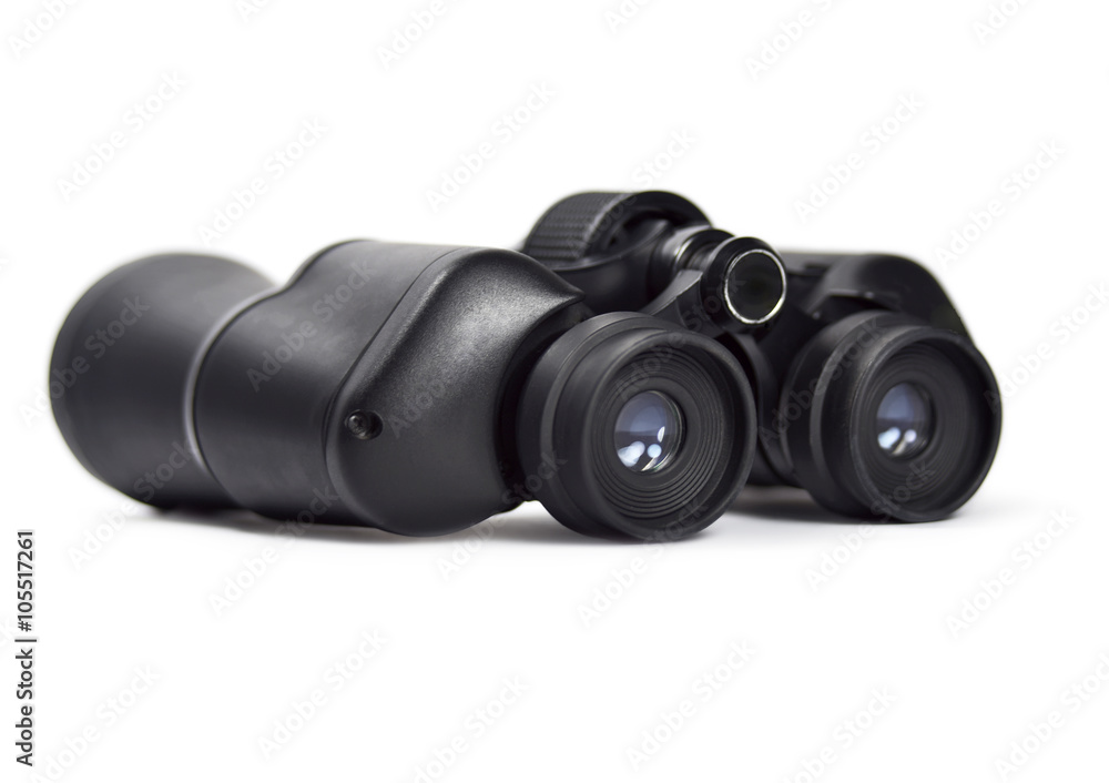 Black binoculars, isolated on white background Black binoculars, isolated on white background