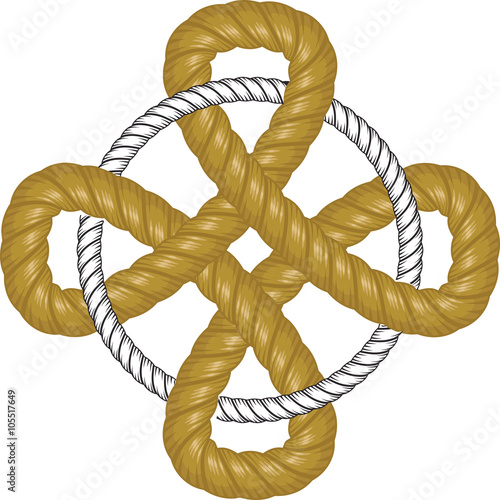 Celtic knot ornament made of rope. Graphic element vector.
