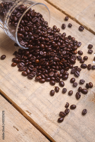 Coffee beans over table