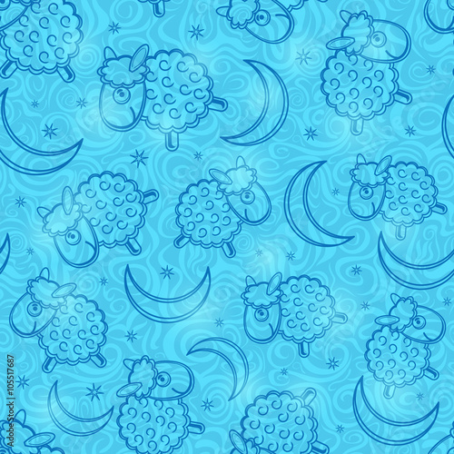 Sheep Silhouettes Seamless Pattern