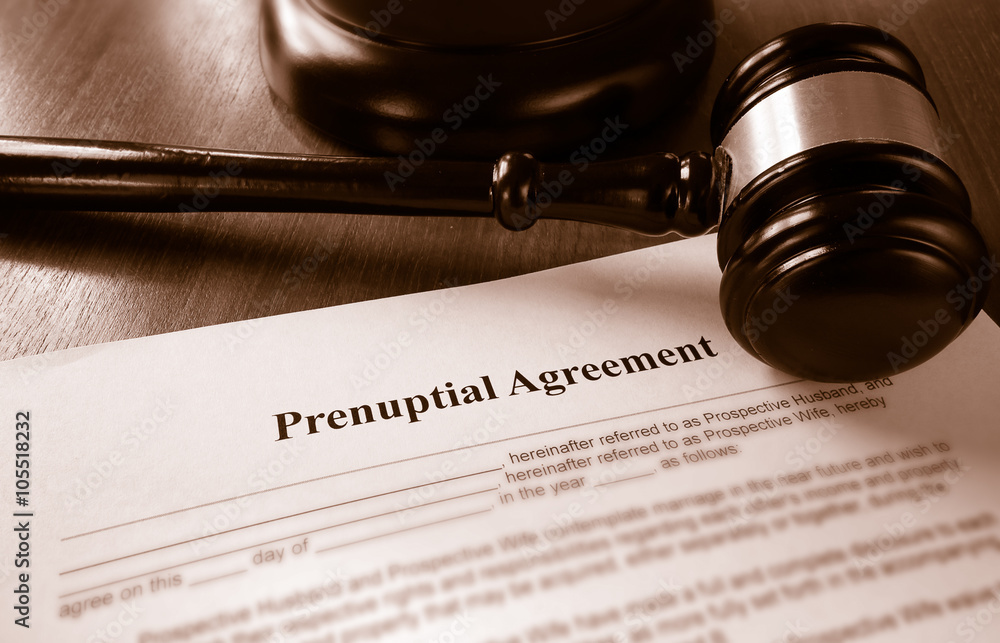 Prenup agreement and gavel