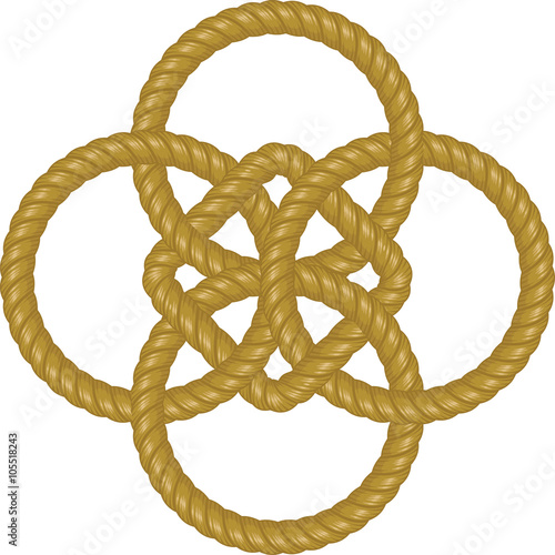 Celtic knot ornament made of rope. Graphic element vector.