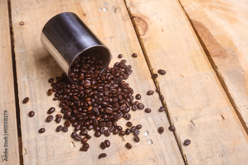 Coffee beans over a table
