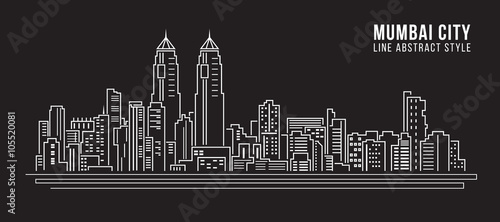 Cityscape Building Line art Vector Illustration design - mumbai city