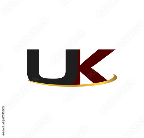 UK alphabet in grey and red with golden curve