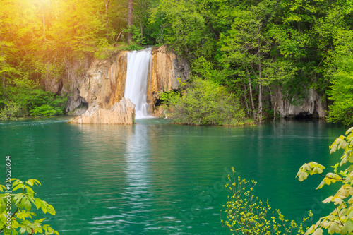 Waterfall the Plitvice Lakes