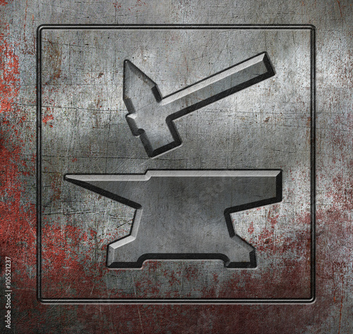 Amboss Hammer Metall Emblem photo