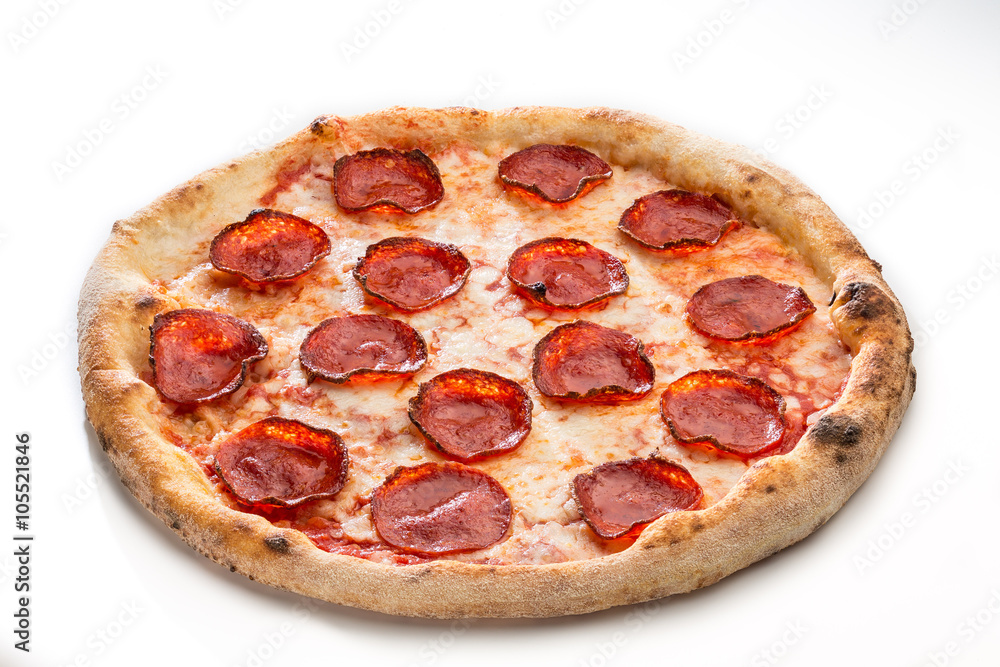 Pizza pepperoni isolated on white background Pizza pepperoni isolated on white background