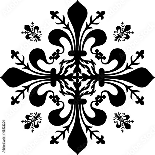 Golden Cross ornament made of the fleur de lis of Florence, or France. Vector illustration.